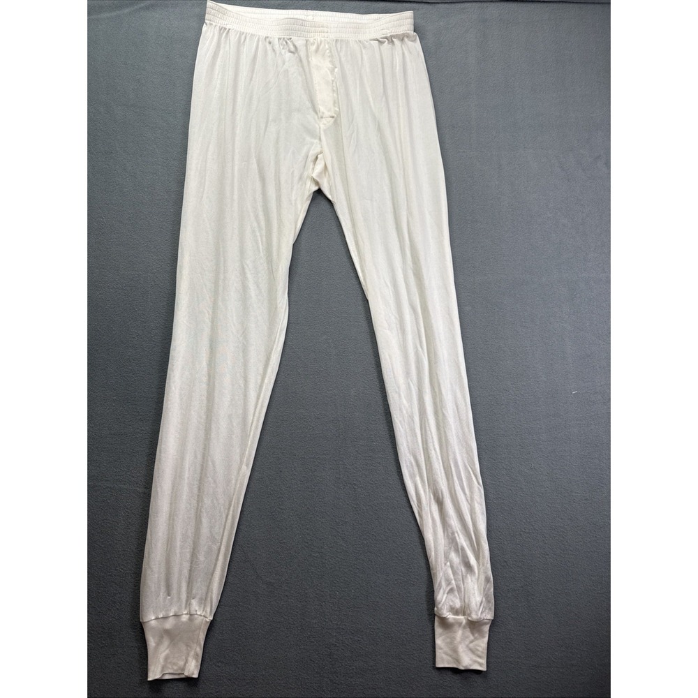 WinterSilks Base Layer Bottoms Long Johns Pants Mens Large White Silk Pull On
